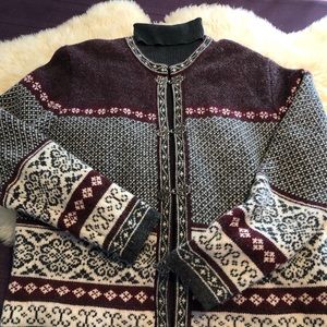 Wool cardigan and turtleneck combo, size medium
